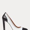 Black / White Women’s Ralph Lauren Ainsley Color-Blocked Calfskin Heels