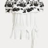 Black / White Women’s Ralph Lauren Embroidered Jersey Off-the-Shoulder Tops Black / White Women’s Ralph Lauren Embroidered Jersey Off-the-Shoulder Tops