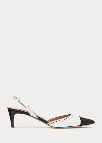 Black / White Women’s Ralph Lauren Garland Color-Blocked Slingback Heels