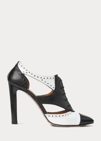 Black / White Women’s Ralph Lauren Lindley Color-Blocked Calfskin Boots