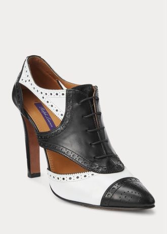 Black / White Women’s Ralph Lauren Lindley Color-Blocked Calfskin Boots