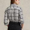 Black / White Women’s Ralph Lauren Relaxed Fit Plaid Linen Shirts