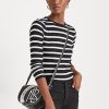 Black / White Women’s Ralph Lauren Striped Button-Shoulder Tops