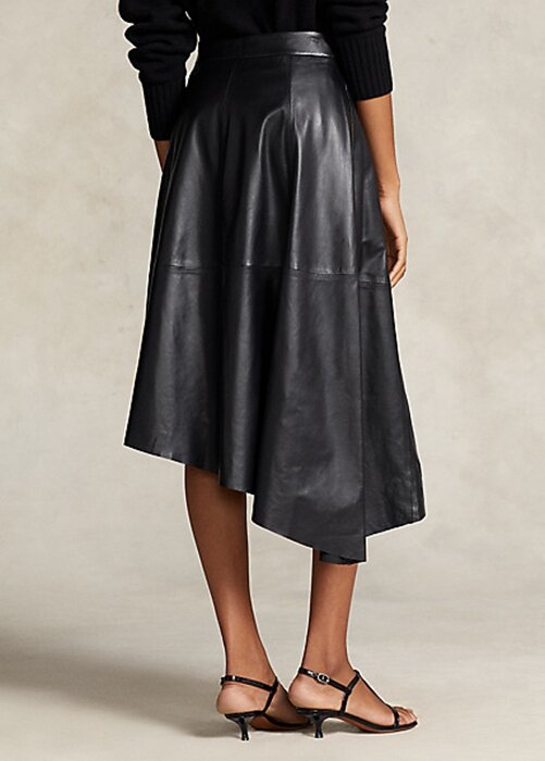 Black Women’s Ralph Lauren Asymmetrical Lambskin Circle Skirts Black Women’s Ralph Lauren Asymmetrical Lambskin Circle Skirts