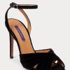 Black Women’s Ralph Lauren Bacall II Velvet Sandals Black Women’s Ralph Lauren Bacall II Velvet Sandals