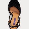 Black Women’s Ralph Lauren Bacall II Velvet Sandals Black Women’s Ralph Lauren Bacall II Velvet Sandals