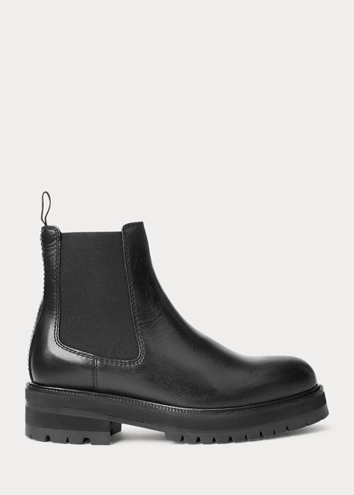 Black Women’s Ralph Lauren Calfskin Lug Chelsea Boots Black Women’s Ralph Lauren Calfskin Lug Chelsea Boots