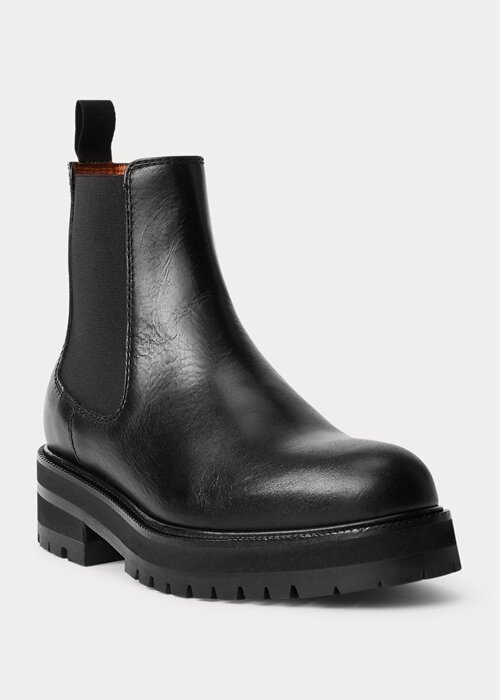 Black Women’s Ralph Lauren Calfskin Lug Chelsea Boots Black Women’s Ralph Lauren Calfskin Lug Chelsea Boots