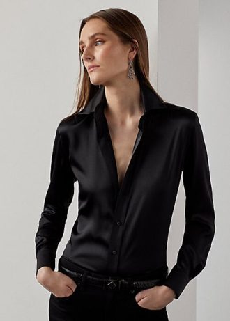 Black Women’s Ralph Lauren Cameron Stretch Mulberry Silk Shirts