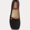 Black Women’s Ralph Lauren Cameryn IV Tumbled Leather Flat Shoes
