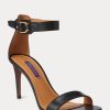 Black Women’s Ralph Lauren Channing Welington Burnished Sandals Black Women’s Ralph Lauren Channing Welington Burnished Sandals