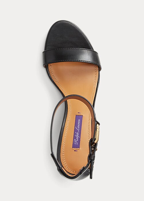 Black Women’s Ralph Lauren Channing Welington Burnished Sandals Black Women’s Ralph Lauren Channing Welington Burnished Sandals