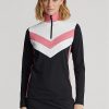 Black Women’s Ralph Lauren Chevron-stripe Quarter-zip Pullover Sweatshirts
