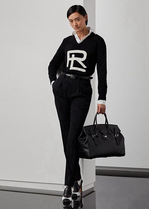 Black Women’s Ralph Lauren Clancy Long Wool Gabardine Pants Black Women’s Ralph Lauren Clancy Long Wool Gabardine Pants