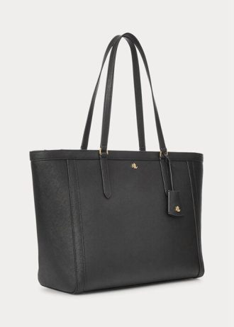 Black Women’s Ralph Lauren Crosshatch Leather Large Clare Tote Bags