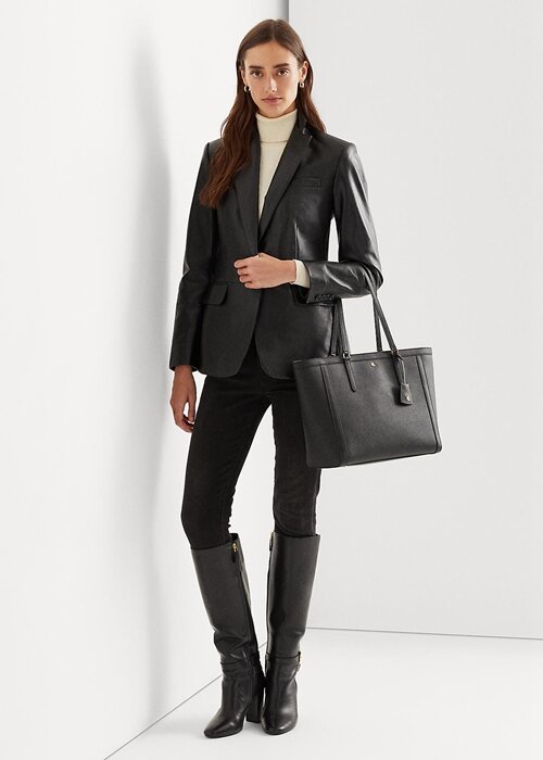 Black Women’s Ralph Lauren Crosshatch Leather Large Clare Tote Bags Black Women’s Ralph Lauren Crosshatch Leather Large Clare Tote Bags