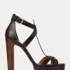 Black Women’s Ralph Lauren Dakota Burnished Calfskin Sandals