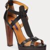 Black Women’s Ralph Lauren Dakota Burnished Calfskin Sandals