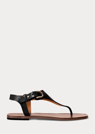 Black Women’s Ralph Lauren Delancie Welington Calfskin Sandals