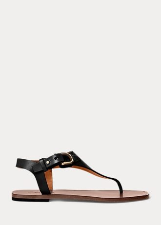 Black Women’s Ralph Lauren Delancie Welington Calfskin Sandals