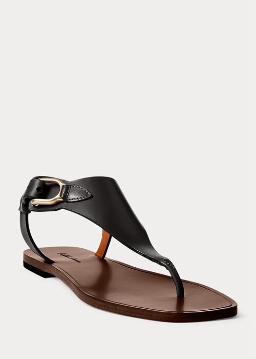 Black Women’s Ralph Lauren Delancie Welington Calfskin Sandals Black Women’s Ralph Lauren Delancie Welington Calfskin Sandals