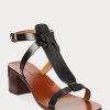 Black Women’s Ralph Lauren Dyllon Burnished Calfskin Sandals Black Women’s Ralph Lauren Dyllon Burnished Calfskin Sandals