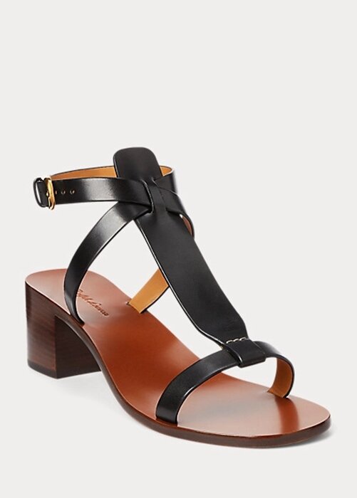 Black Women’s Ralph Lauren Dyllon Burnished Calfskin Sandals Black Women’s Ralph Lauren Dyllon Burnished Calfskin Sandals