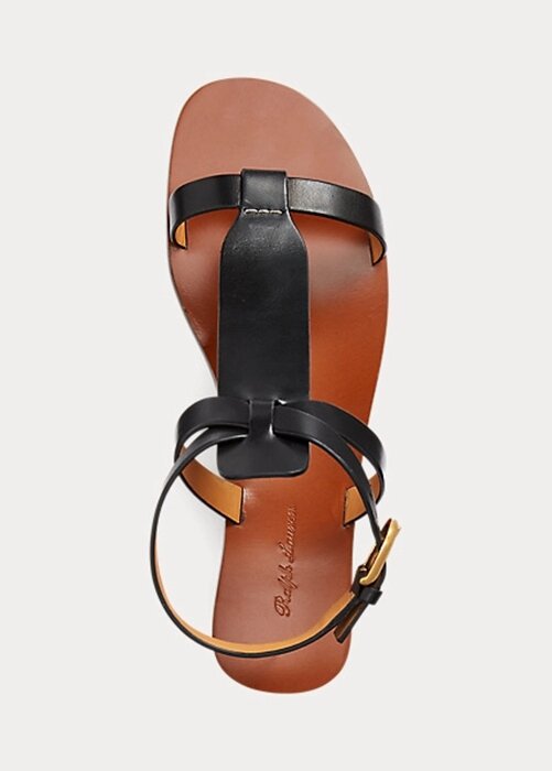 Black Women’s Ralph Lauren Dyllon Burnished Calfskin Sandals Black Women’s Ralph Lauren Dyllon Burnished Calfskin Sandals