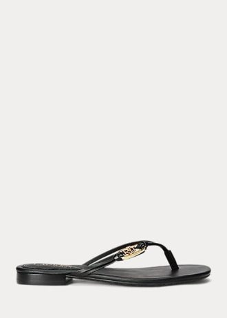 Black Women’s Ralph Lauren Emalia Nappa Leather Flip Flops