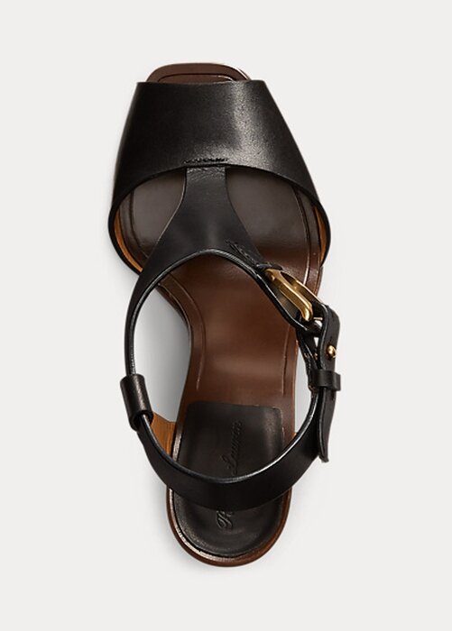 Black Women’s Ralph Lauren Emilie Welington Calfskin Sandals Black Women’s Ralph Lauren Emilie Welington Calfskin Sandals