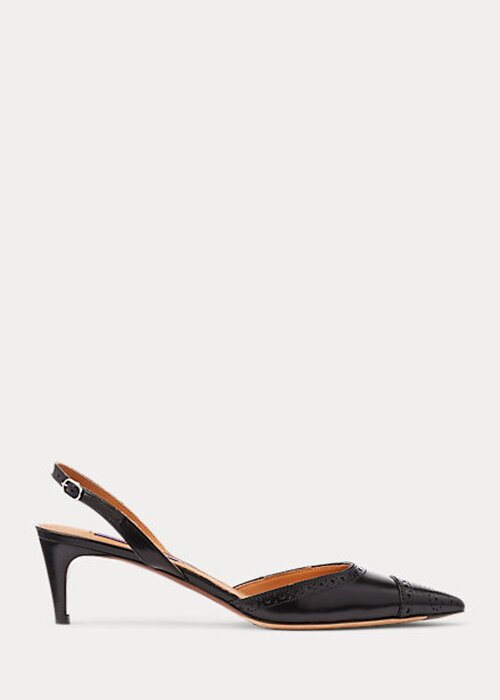 Black Women’s Ralph Lauren Garland Calfskin Slingback Heels Black Women’s Ralph Lauren Garland Calfskin Slingback Heels