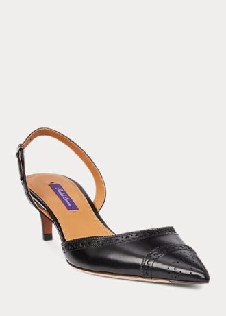 Black Women’s Ralph Lauren Garland Calfskin Slingback Heels