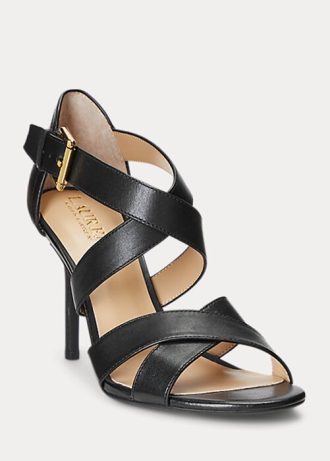 Black Women’s Ralph Lauren Gisella Burnished Leather Heels