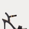 Black Women’s Ralph Lauren Gwen Burnished Leather Sandals Black Women’s Ralph Lauren Gwen Burnished Leather Sandals