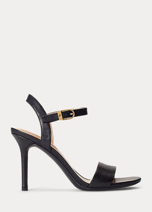 Black Women’s Ralph Lauren Gwen Burnished Leather Sandals Black Women’s Ralph Lauren Gwen Burnished Leather Sandals