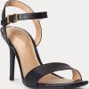 Black Women’s Ralph Lauren Gwen Burnished Leather Sandals Black Women’s Ralph Lauren Gwen Burnished Leather Sandals