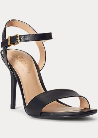 Black Women’s Ralph Lauren Gwen Burnished Leather Sandals