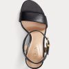 Black Women’s Ralph Lauren Gwen Burnished Leather Sandals Black Women’s Ralph Lauren Gwen Burnished Leather Sandals