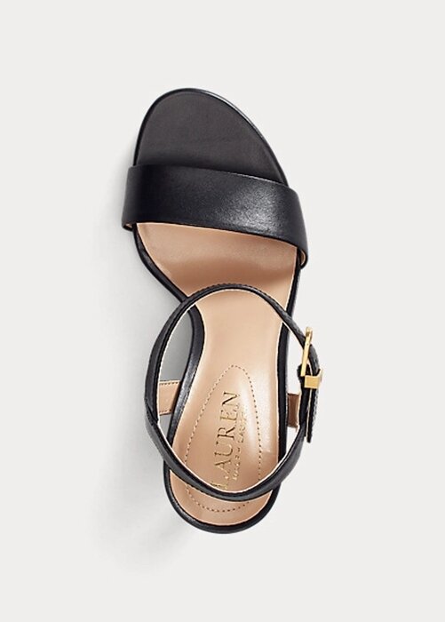 Black Women’s Ralph Lauren Gwen Burnished Leather Sandals Black Women’s Ralph Lauren Gwen Burnished Leather Sandals