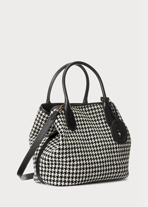 Black Women’s Ralph Lauren Houndstooth Medium Bellport Handbag Black Women’s Ralph Lauren Houndstooth Medium Bellport Handbag