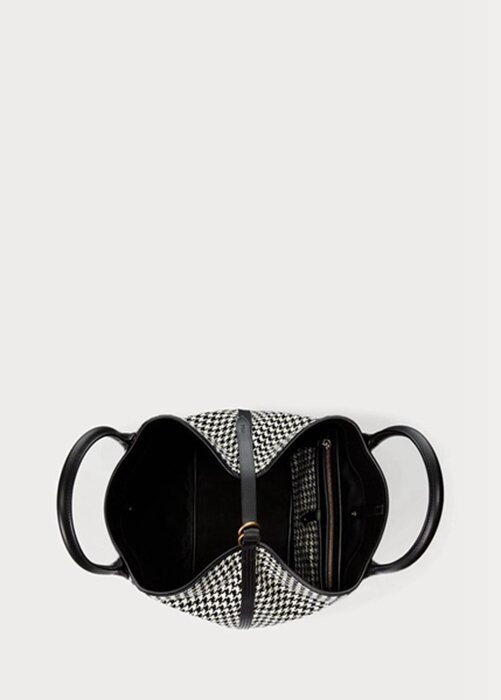 Black Women’s Ralph Lauren Houndstooth Medium Bellport Handbag Black Women’s Ralph Lauren Houndstooth Medium Bellport Handbag