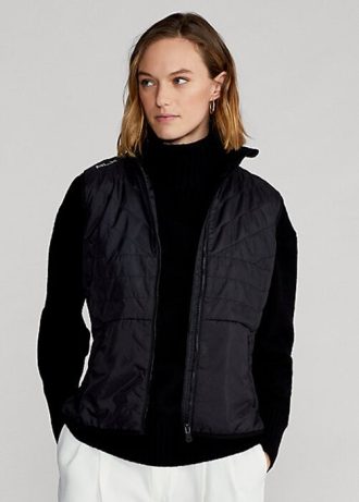 Black Women’s Ralph Lauren Hybrid Mockneck Zip Vest