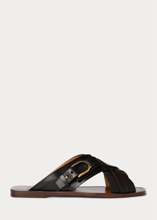 Black Women’s Ralph Lauren Jacie Calfskin Stirrup Sandals Black Women’s Ralph Lauren Jacie Calfskin Stirrup Sandals