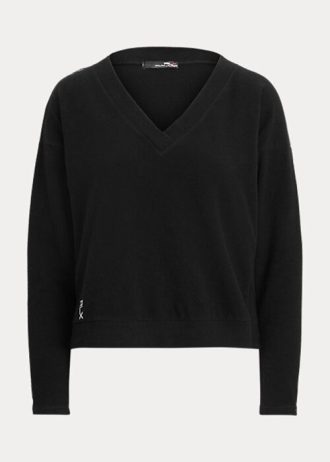 Black Women’s Ralph Lauren Jersey V-Neck Sweatshirts