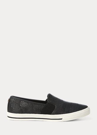 Black Women’s Ralph Lauren Jinny Woven Slip-On Sneakers