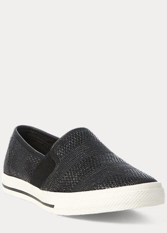 Black Women’s Ralph Lauren Jinny Woven Slip-On Sneakers
