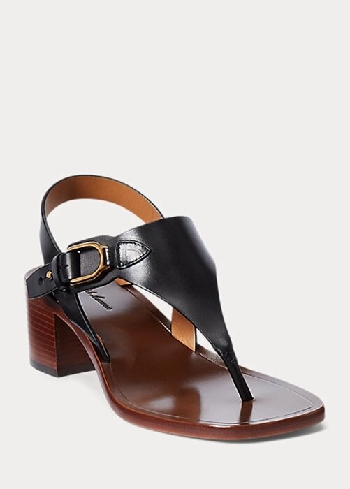 Black Women’s Ralph Lauren Julie Welington Calfskin Sandals Black Women’s Ralph Lauren Julie Welington Calfskin Sandals