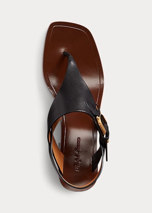 Black Women’s Ralph Lauren Julie Welington Calfskin Sandals Black Women’s Ralph Lauren Julie Welington Calfskin Sandals