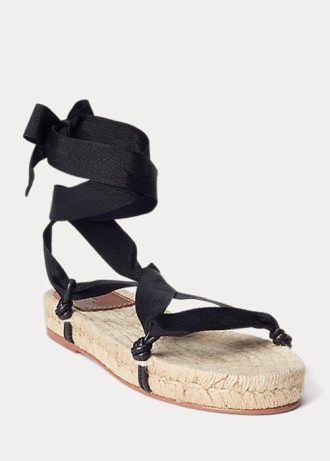 Black Women’s Ralph Lauren Lace-Ups Sandals Black Women’s Ralph Lauren Lace-Ups Sandals