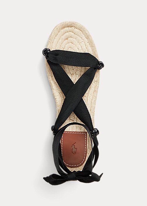 Black Women’s Ralph Lauren Lace-Ups Sandals Black Women’s Ralph Lauren Lace-Ups Sandals